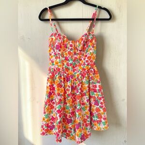 Sweetheart Floral Mini Dress in Pink & Orange